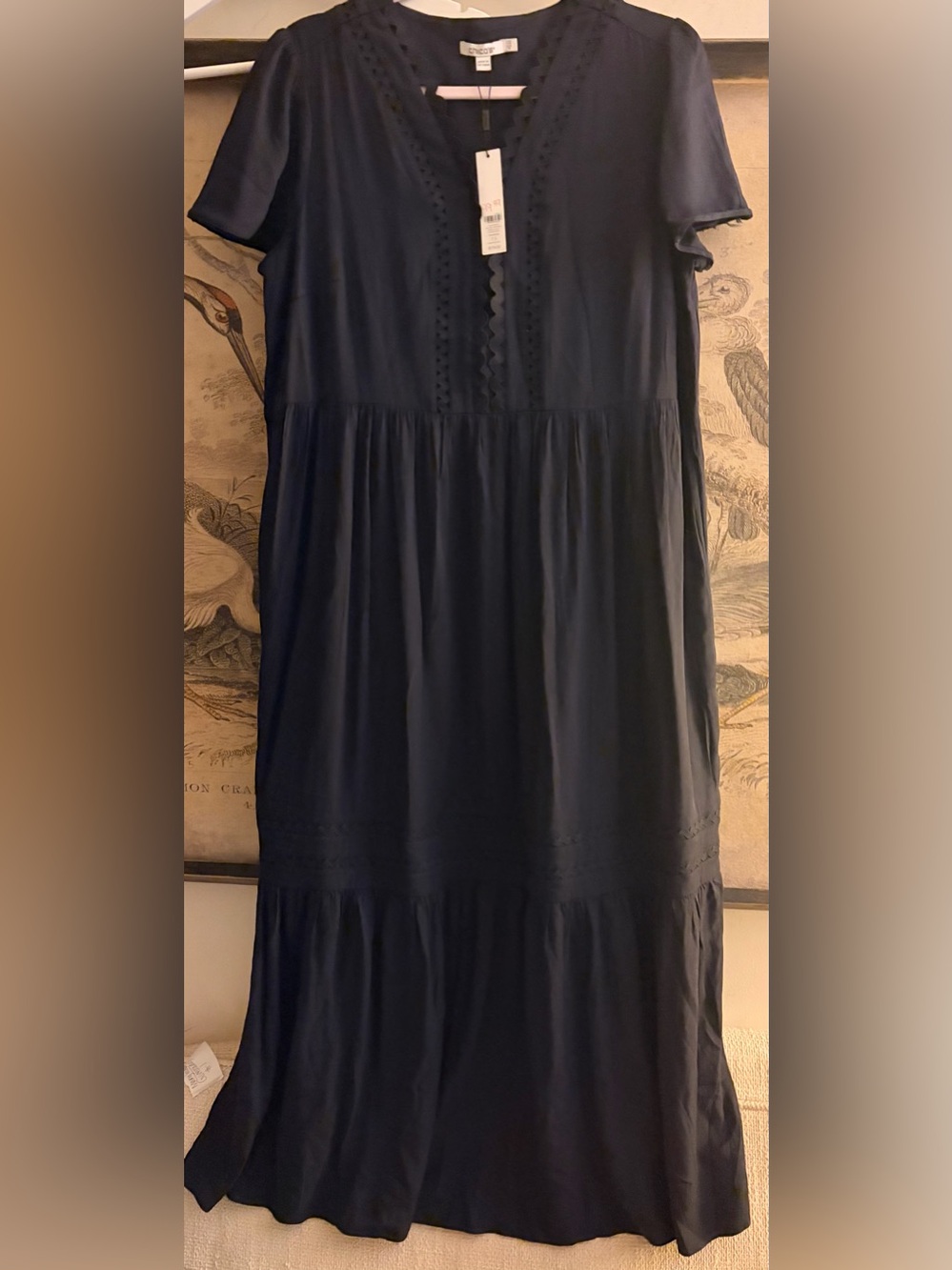 * New Chico's Ric Rac Tier Navy Maxi Dress SZ 10 1.5 Altered $179 *